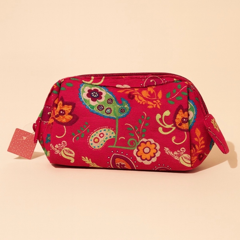 Boho Quilted Cosmetic Floral  ‘L’ Pink Women's Bag Paisley Zip Case